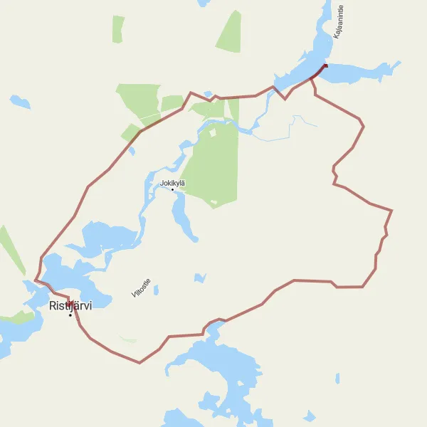 Map miniature of "Ristijärvi to Seitenjärvi Gravel Route" cycling inspiration in Pohjois- ja Itä-Suomi, Finland. Generated by Tarmacs.app cycling route planner