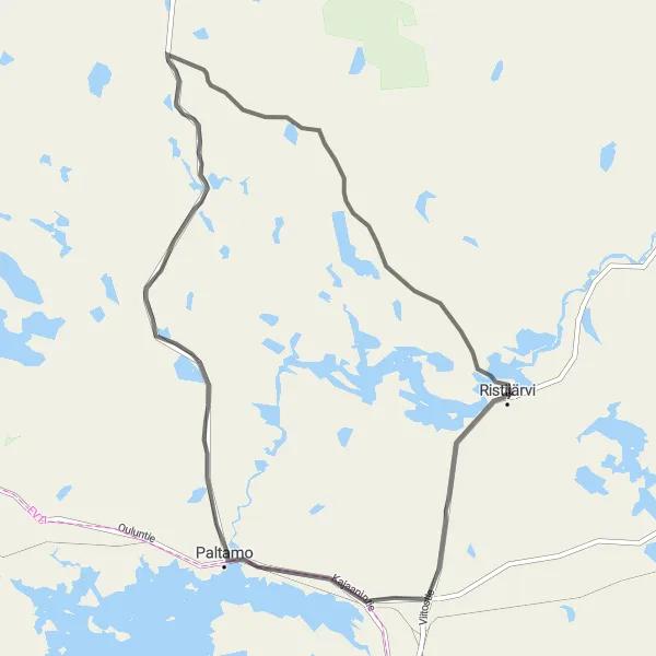 Map miniature of "Ristijärvi Road Cycling Route" cycling inspiration in Pohjois- ja Itä-Suomi, Finland. Generated by Tarmacs.app cycling route planner