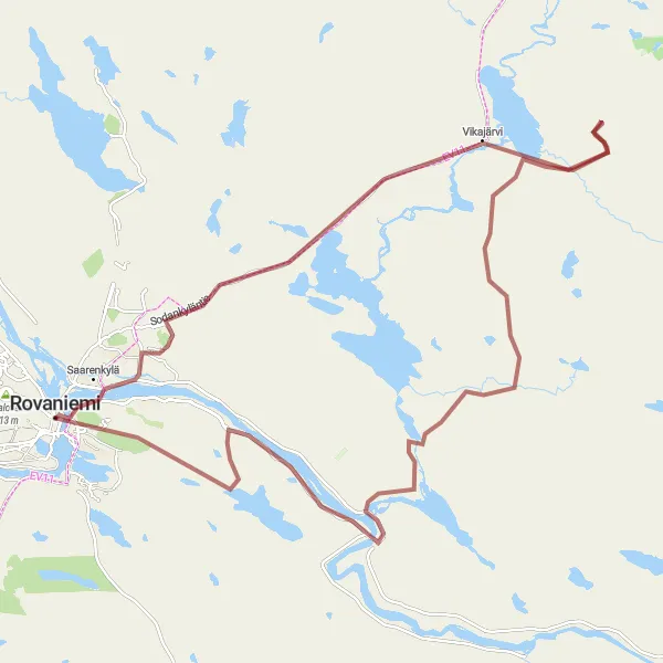 Map miniature of "Gravel Wonderland" cycling inspiration in Pohjois- ja Itä-Suomi, Finland. Generated by Tarmacs.app cycling route planner