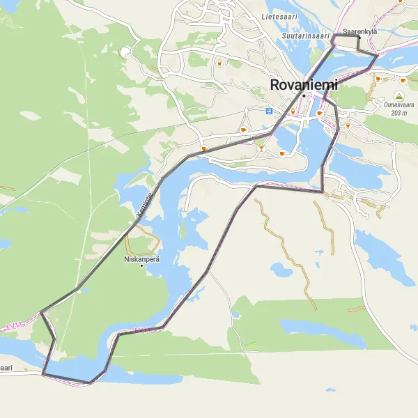 Map miniature of "Jätkänkynttilä and Rantavitikka Road Ride" cycling inspiration in Pohjois- ja Itä-Suomi, Finland. Generated by Tarmacs.app cycling route planner