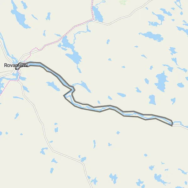 Karttaminiaatyyri "River Valley Road Cycling Route" pyöräilyinspiraatiosta alueella Pohjois- ja Itä-Suomi, Finland. Luotu Tarmacs.app pyöräilyreittisuunnittelijalla