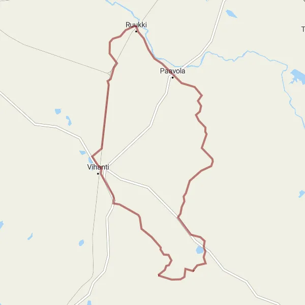 Map miniature of "Gravel Adventure through Vihanti" cycling inspiration in Pohjois- ja Itä-Suomi, Finland. Generated by Tarmacs.app cycling route planner