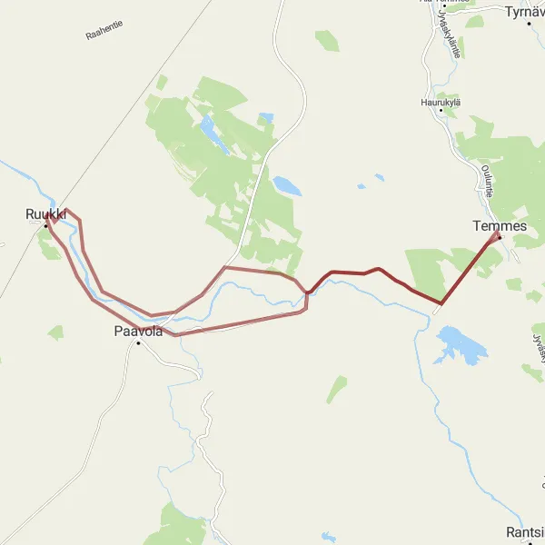 Map miniature of "Paavola to Kota" cycling inspiration in Pohjois- ja Itä-Suomi, Finland. Generated by Tarmacs.app cycling route planner