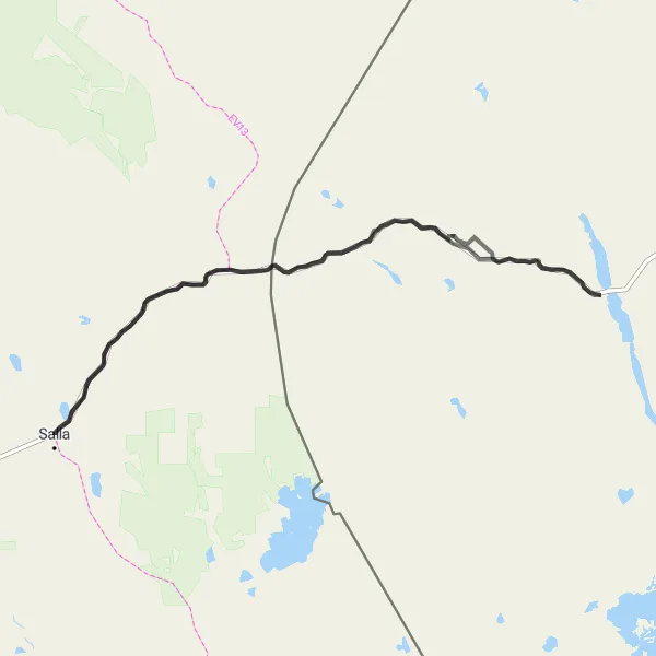 Map miniature of "Rovaniemi Adventure" cycling inspiration in Pohjois- ja Itä-Suomi, Finland. Generated by Tarmacs.app cycling route planner