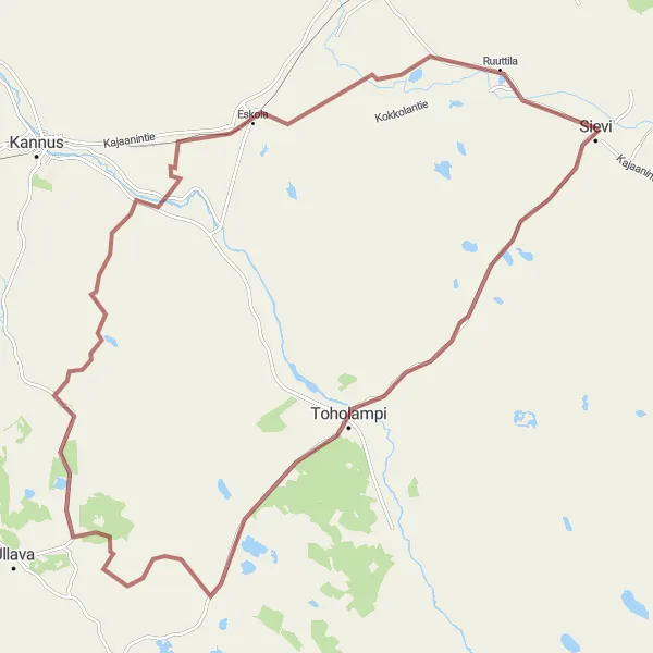 Map miniature of "Sievi Gravel Tour" cycling inspiration in Pohjois- ja Itä-Suomi, Finland. Generated by Tarmacs.app cycling route planner