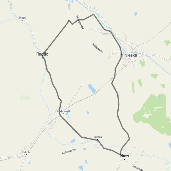 Map miniature of "Scenic Country Route" cycling inspiration in Pohjois- ja Itä-Suomi, Finland. Generated by Tarmacs.app cycling route planner