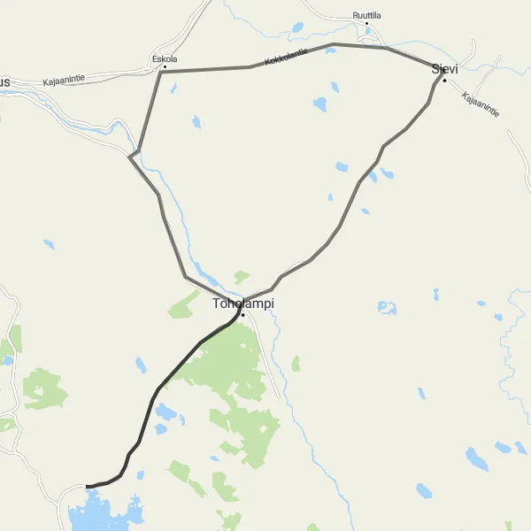 Map miniature of "Sievi Road Adventure" cycling inspiration in Pohjois- ja Itä-Suomi, Finland. Generated by Tarmacs.app cycling route planner