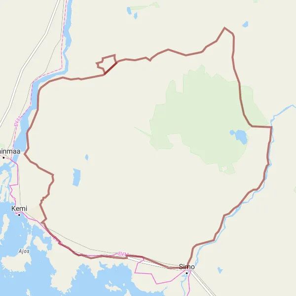 Map miniature of "The Gravel Adventure" cycling inspiration in Pohjois- ja Itä-Suomi, Finland. Generated by Tarmacs.app cycling route planner