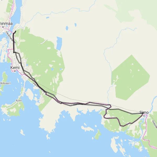 Map miniature of "Cycling Adventure at its Best" cycling inspiration in Pohjois- ja Itä-Suomi, Finland. Generated by Tarmacs.app cycling route planner