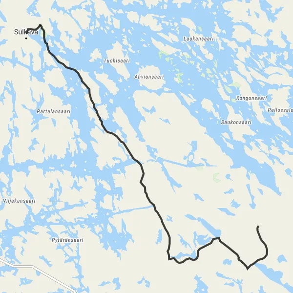 Karttaminiaatyyri "Sulkava - Road Cycling Adventure" pyöräilyinspiraatiosta alueella Pohjois- ja Itä-Suomi, Finland. Luotu Tarmacs.app pyöräilyreittisuunnittelijalla