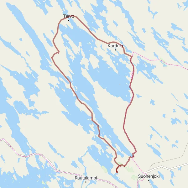 Map miniature of "Gravel Adventure Cycling Route near Tervo" cycling inspiration in Pohjois- ja Itä-Suomi, Finland. Generated by Tarmacs.app cycling route planner