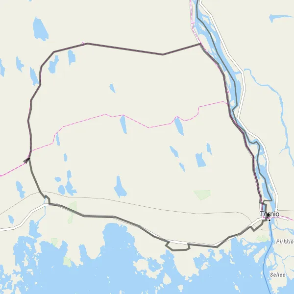 Map miniature of "Coastal Road Adventure" cycling inspiration in Pohjois- ja Itä-Suomi, Finland. Generated by Tarmacs.app cycling route planner