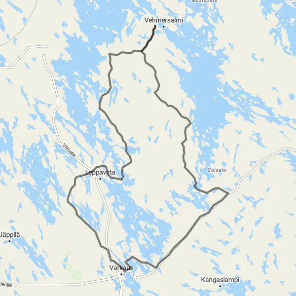 Map miniature of "Taulumäki Challenge" cycling inspiration in Pohjois- ja Itä-Suomi, Finland. Generated by Tarmacs.app cycling route planner