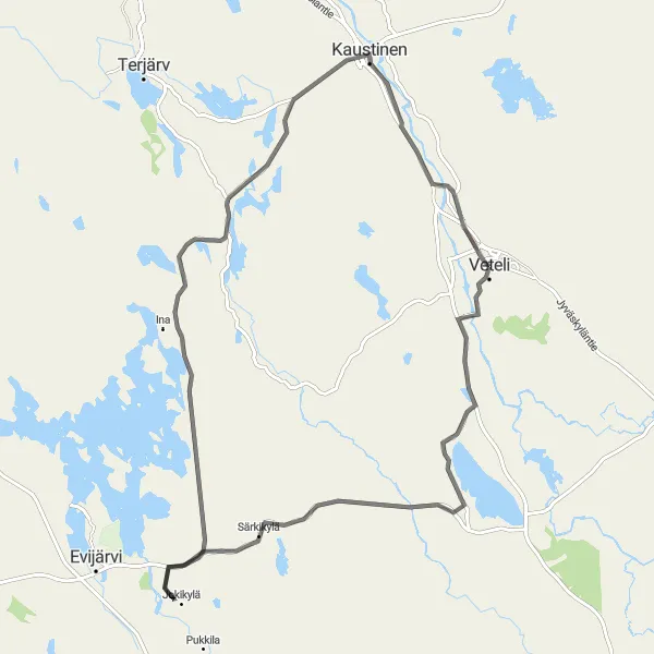 Map miniature of "Jokikylä Scenic Route" cycling inspiration in Pohjois- ja Itä-Suomi, Finland. Generated by Tarmacs.app cycling route planner