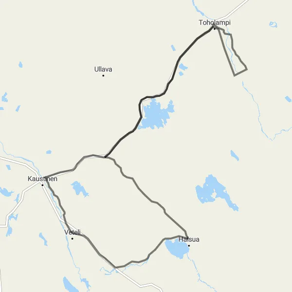 Map miniature of "Road Cycling Adventure around Veteli" cycling inspiration in Pohjois- ja Itä-Suomi, Finland. Generated by Tarmacs.app cycling route planner