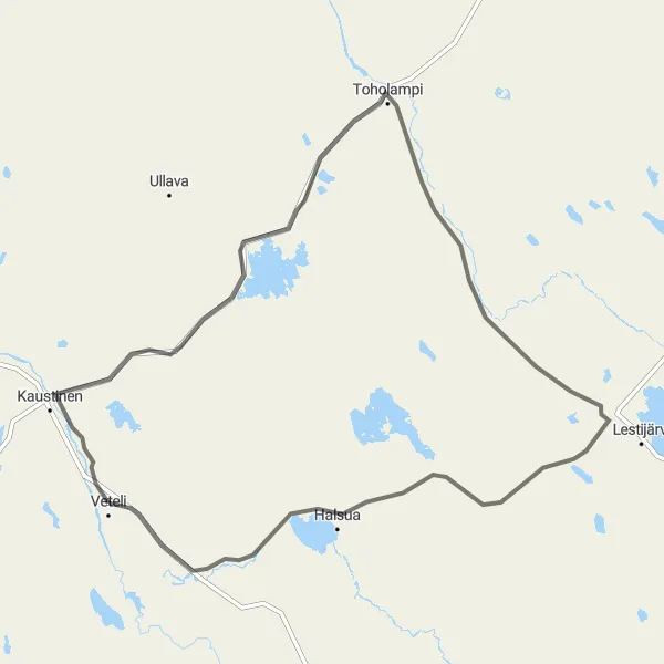 Map miniature of "Scenic Tour of Veteli and Surrounding Areas" cycling inspiration in Pohjois- ja Itä-Suomi, Finland. Generated by Tarmacs.app cycling route planner