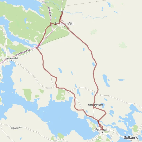 Map miniature of "Jormua Exploration Ride" cycling inspiration in Pohjois- ja Itä-Suomi, Finland. Generated by Tarmacs.app cycling route planner