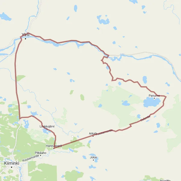 Map miniature of "Gravel Adventure" cycling inspiration in Pohjois- ja Itä-Suomi, Finland. Generated by Tarmacs.app cycling route planner