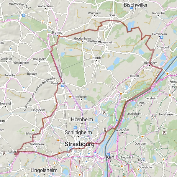Miniature de la carte de l'inspiration cycliste "Le Sentier des Aventuriers" dans la Alsace, France. Générée par le planificateur d'itinéraire cycliste Tarmacs.app