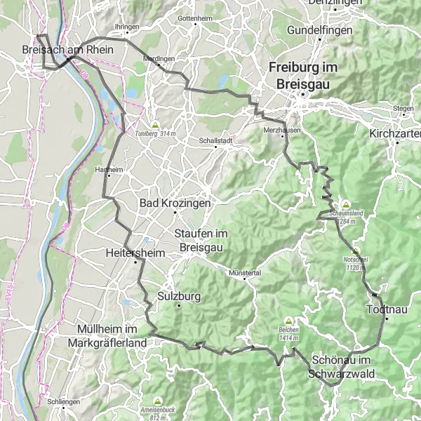 Miniature de la carte de l'inspiration cycliste "Défi sportif à travers les montagnes d'Alsace" dans la Alsace, France. Générée par le planificateur d'itinéraire cycliste Tarmacs.app