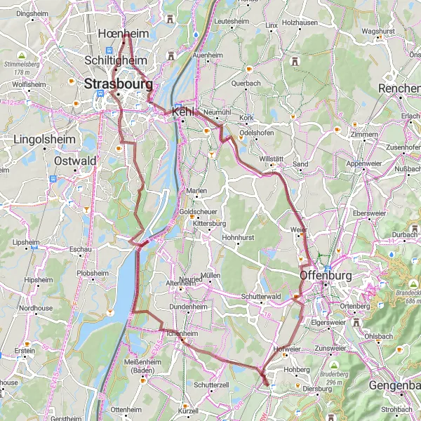 Map miniature of "From Alsatian Villages to German Border" cycling inspiration in Alsace, France. Generated by Tarmacs.app cycling route planner