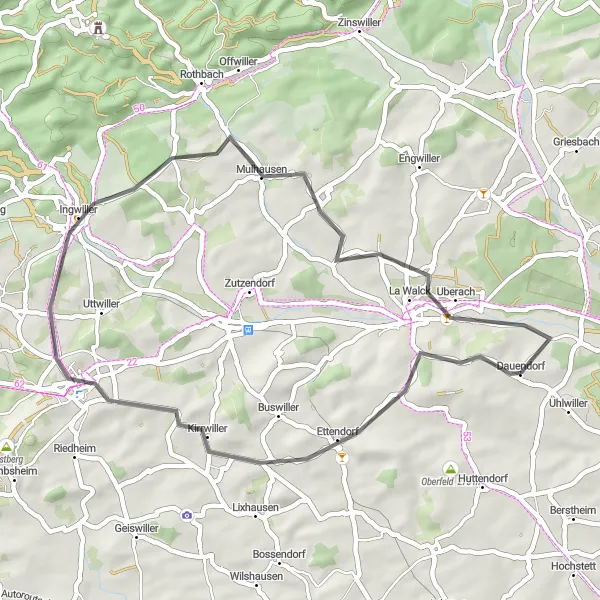 Map miniature of "Geiersberg Circuit" cycling inspiration in Alsace, France. Generated by Tarmacs.app cycling route planner