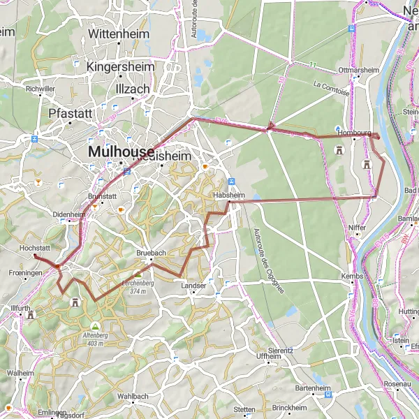 Miniature de la carte de l'inspiration cycliste "Boucle des Châteaux et Vignobles" dans la Alsace, France. Générée par le planificateur d'itinéraire cycliste Tarmacs.app