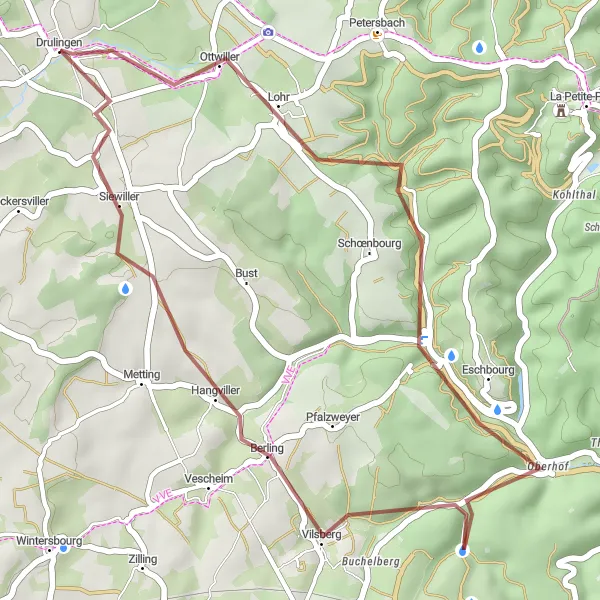 Map miniature of "Gravel Adventure in South Alsace" cycling inspiration in Alsace, France. Generated by Tarmacs.app cycling route planner