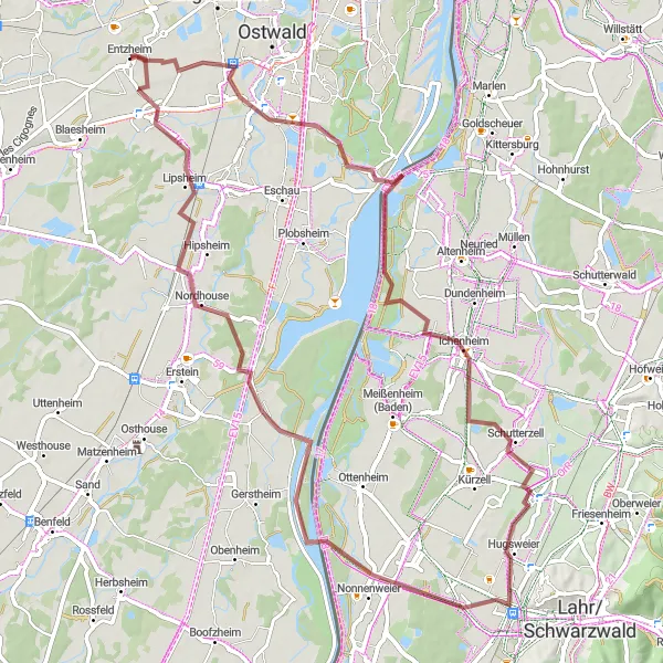 Miniature de la carte de l'inspiration cycliste "Les Chemins de l'Orangerie" dans la Alsace, France. Générée par le planificateur d'itinéraire cycliste Tarmacs.app