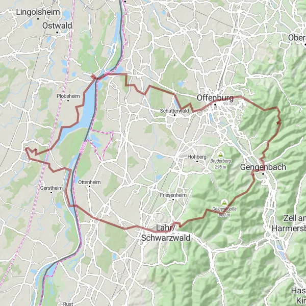 Map miniature of "Gravel Ride through the Black Forest" cycling inspiration in Alsace, France. Generated by Tarmacs.app cycling route planner
