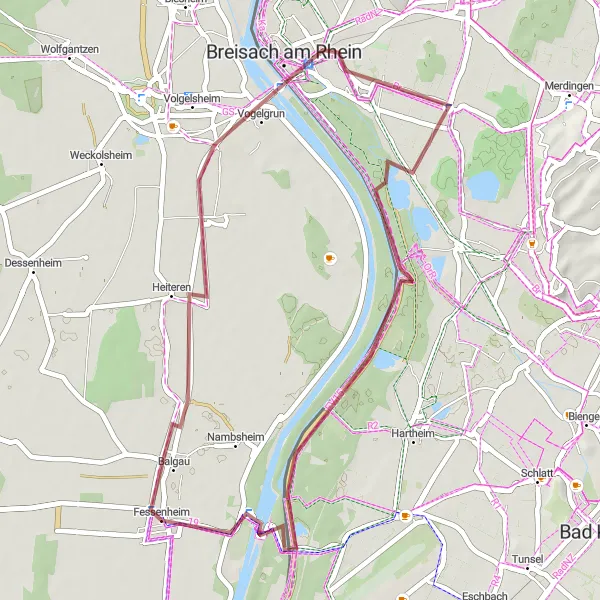 Miniature de la carte de l'inspiration cycliste "Charme rural du Gravel" dans la Alsace, France. Générée par le planificateur d'itinéraire cycliste Tarmacs.app