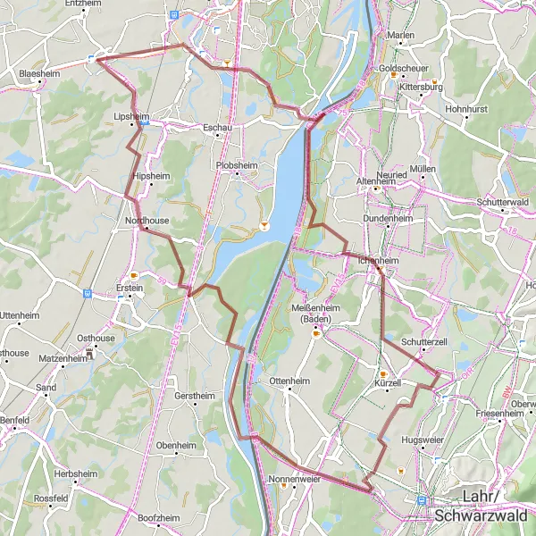 Miniature de la carte de l'inspiration cycliste "Exploration des environs" dans la Alsace, France. Générée par le planificateur d'itinéraire cycliste Tarmacs.app