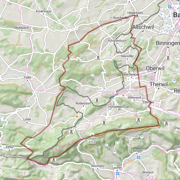 Map miniature of "Scenic Gravel Loop in Alsace" cycling inspiration in Alsace, France. Generated by Tarmacs.app cycling route planner