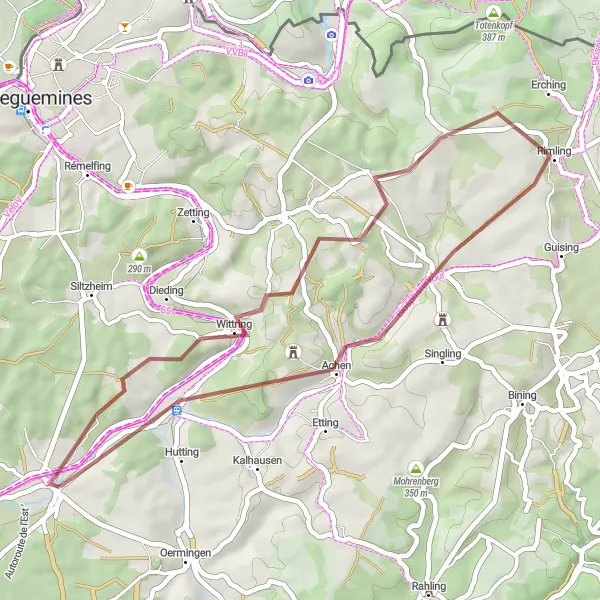 Miniature de la carte de l'inspiration cycliste "La Boucle des Villages Authentiques" dans la Alsace, France. Générée par le planificateur d'itinéraire cycliste Tarmacs.app