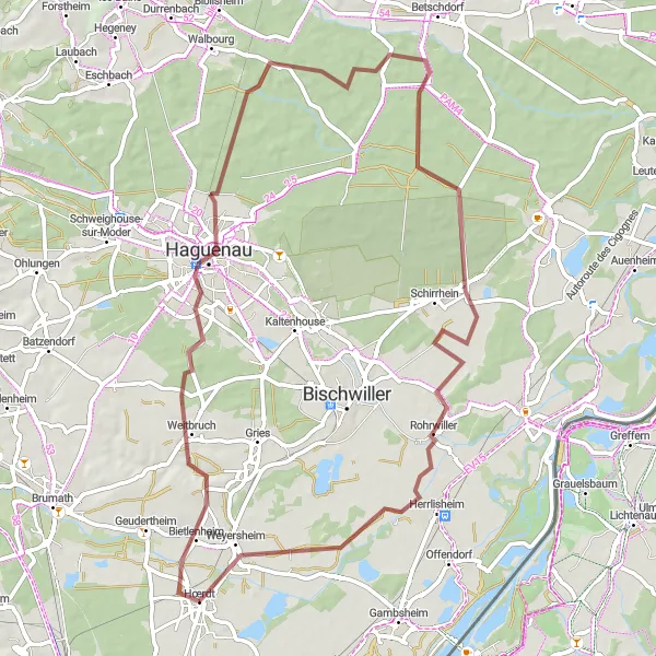 Miniature de la carte de l'inspiration cycliste "Boucle des Châteaux et Villages" dans la Alsace, France. Générée par le planificateur d'itinéraire cycliste Tarmacs.app