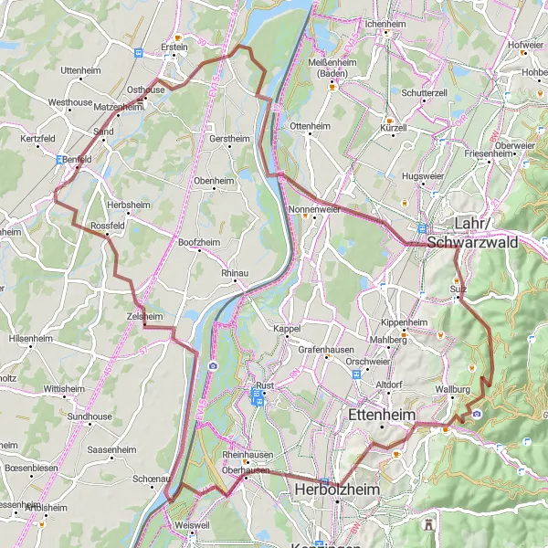 Miniature de la carte de l'inspiration cycliste "Boucle des Vignobles et Péniches" dans la Alsace, France. Générée par le planificateur d'itinéraire cycliste Tarmacs.app