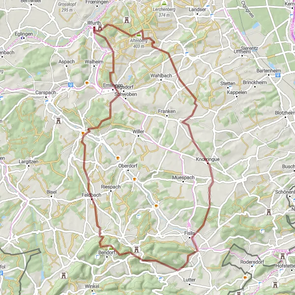 Map miniature of "Alsace Adventure: Gravel Edition" cycling inspiration in Alsace, France. Generated by Tarmacs.app cycling route planner