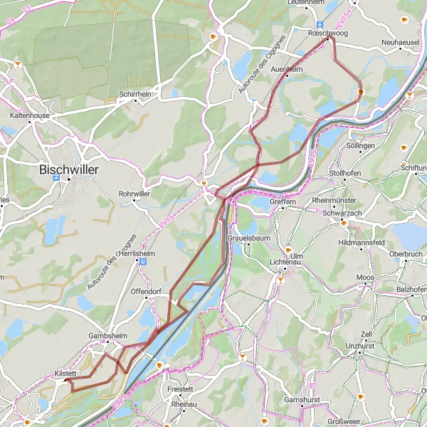 Miniature de la carte de l'inspiration cycliste "Boucle des Villages Authentiques" dans la Alsace, France. Générée par le planificateur d'itinéraire cycliste Tarmacs.app