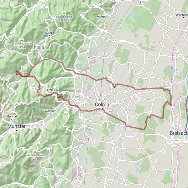 Miniature de la carte de l'inspiration cycliste "Route panoramique des Vosges" dans la Alsace, France. Générée par le planificateur d'itinéraire cycliste Tarmacs.app