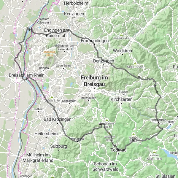 Map miniature of "The Black Forest Excursion" cycling inspiration in Alsace, France. Generated by Tarmacs.app cycling route planner