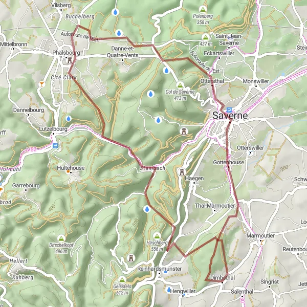 Map miniature of "Dimbsthal Gravel Route" cycling inspiration in Alsace, France. Generated by Tarmacs.app cycling route planner