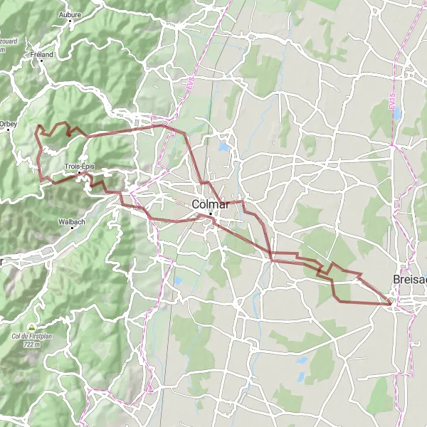 Map miniature of "The Alpine Challenge" cycling inspiration in Alsace, France. Generated by Tarmacs.app cycling route planner