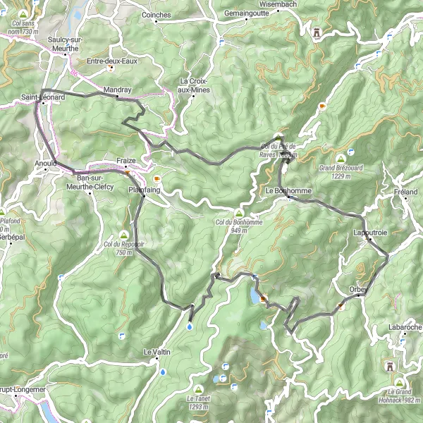 Map miniature of "Alsace Scenic Road" cycling inspiration in Alsace, France. Generated by Tarmacs.app cycling route planner