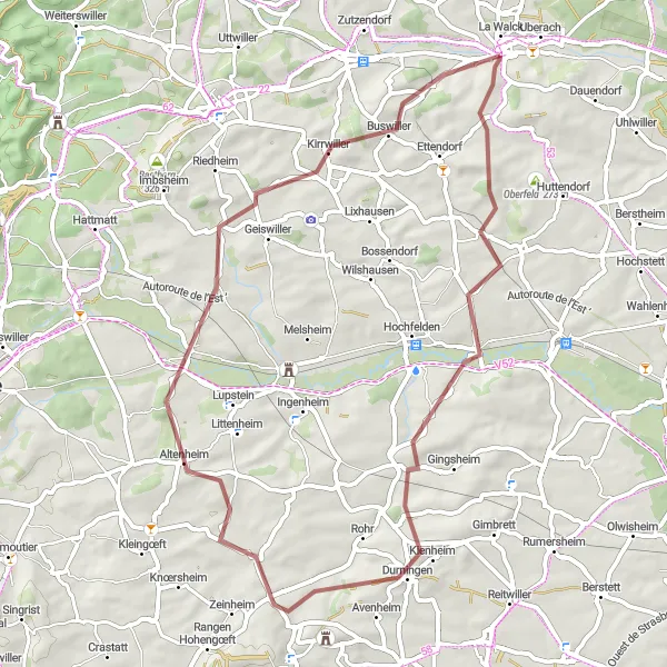 Map miniature of "Pfaffenhoffen Gravel Adventure" cycling inspiration in Alsace, France. Generated by Tarmacs.app cycling route planner