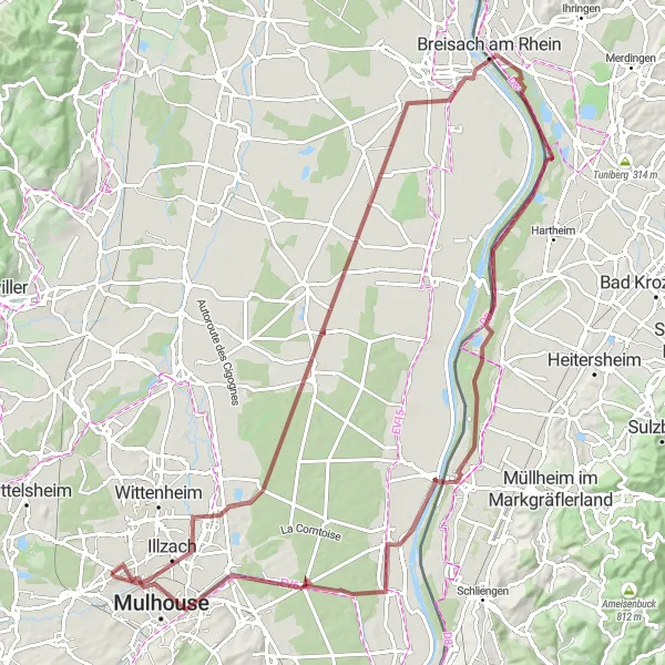 Map miniature of "Vosges Gravel Adventure II" cycling inspiration in Alsace, France. Generated by Tarmacs.app cycling route planner
