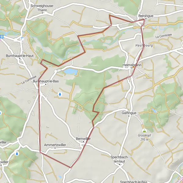 Map miniature of "Forest Adventure" cycling inspiration in Alsace, France. Generated by Tarmacs.app cycling route planner