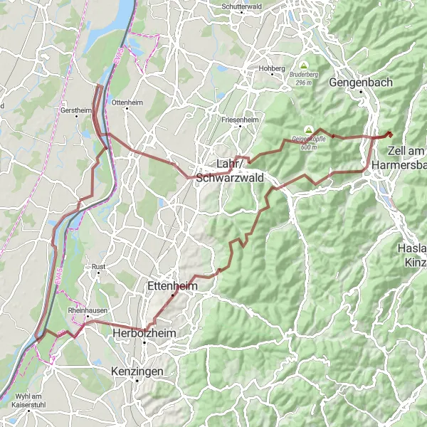 Map miniature of "Gravel Paradise: Exploring Alsace Off the Beaten Path" cycling inspiration in Alsace, France. Generated by Tarmacs.app cycling route planner