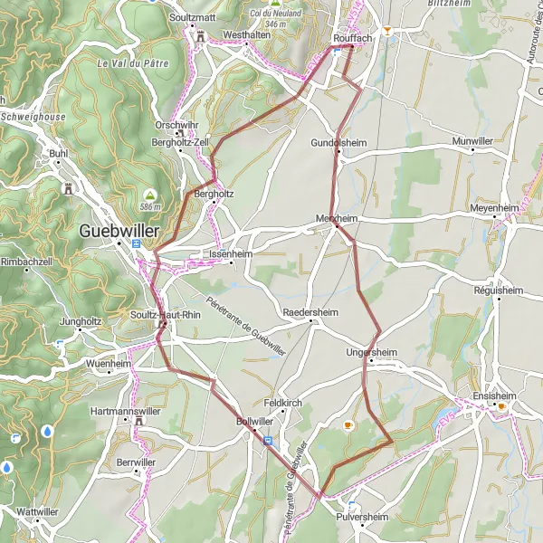 Miniature de la carte de l'inspiration cycliste "Les sentiers sauvages d'Alsace" dans la Alsace, France. Générée par le planificateur d'itinéraire cycliste Tarmacs.app
