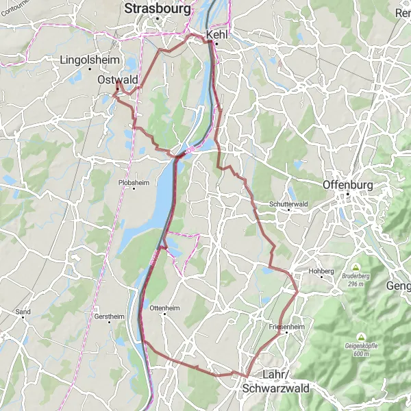 Map miniature of "Gravel Adventure in the Vosges" cycling inspiration in Alsace, France. Generated by Tarmacs.app cycling route planner