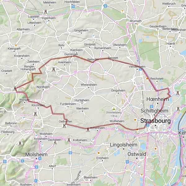 Miniature de la carte de l'inspiration cycliste "Circuit du Belvédère et des Châteaux" dans la Alsace, France. Générée par le planificateur d'itinéraire cycliste Tarmacs.app